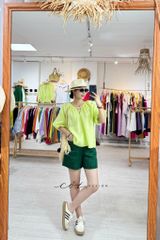 Áo cổ xếp nhúng tay bí linen tưng premium Cói Design