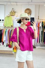 Áo cổ xếp nhúng tay bí linen tưng premium Cói Design