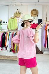 Áo cổ xếp nhúng tay bí linen tưng premium Cói Design