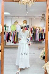 Áo cổ xếp nhúng tay bí linen tưng premium Cói Design