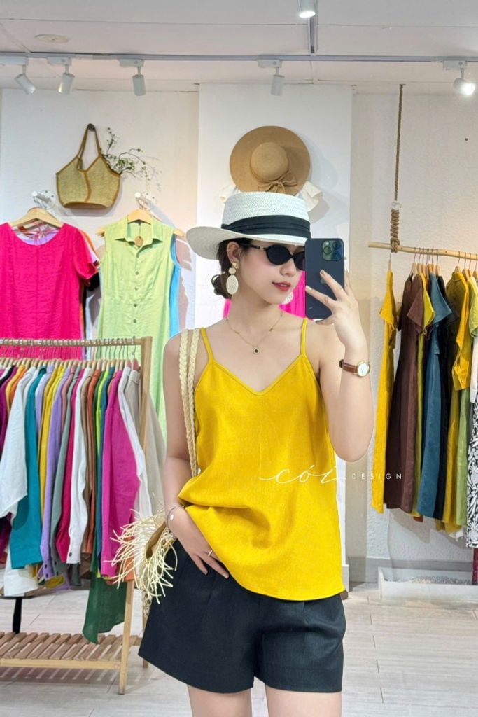 Áo 2 dây đan chéo Linen hàn Cói Design