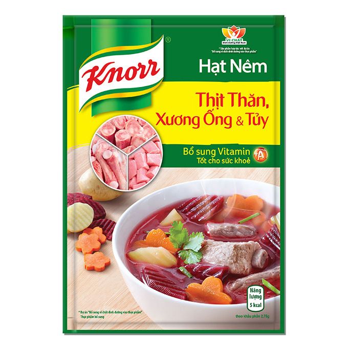  Hạt Nêm Knorr Từ Thịt Thăn, Xương Ống Và Tủy Bổ Sung Vitamin A (1200g) 
