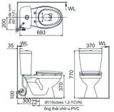 Bồn Cầu 2 khối nắp êm INAX C-108VAN