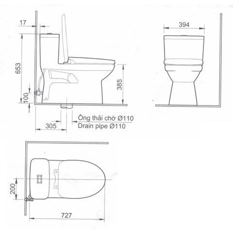 Bồn Cầu 1 khối INAX Aqua Ceramic AC-969VN