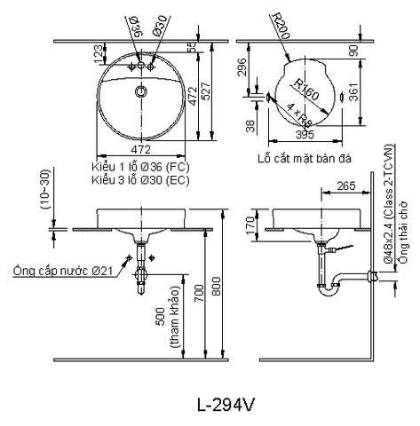 Lavabo Đặt Bàn INAX Aqua Ceramic AL-294V