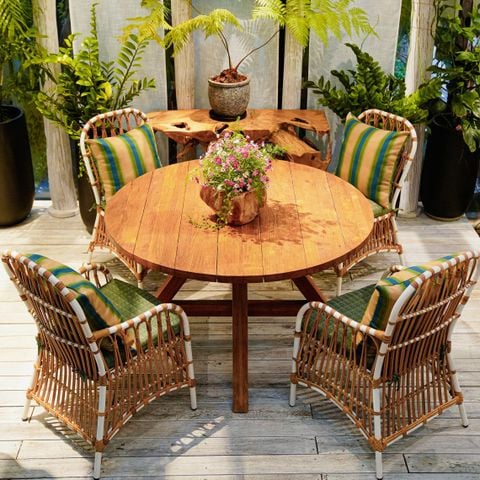 Bàn Ăn Tròn Gỗ Reclaimed Teak Amazon