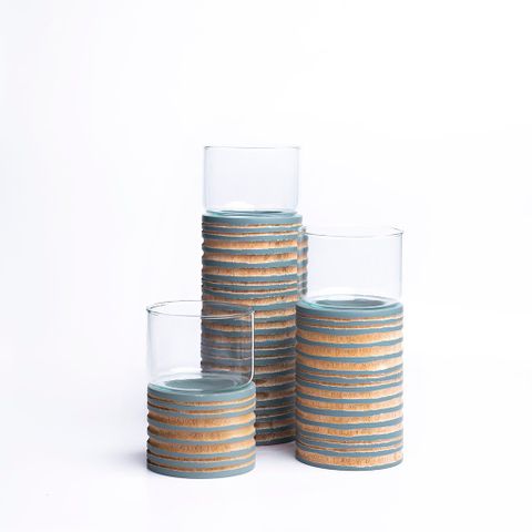 Chân nến gỗ Heron - Orbit TL-08 Xanh - set 3pcs