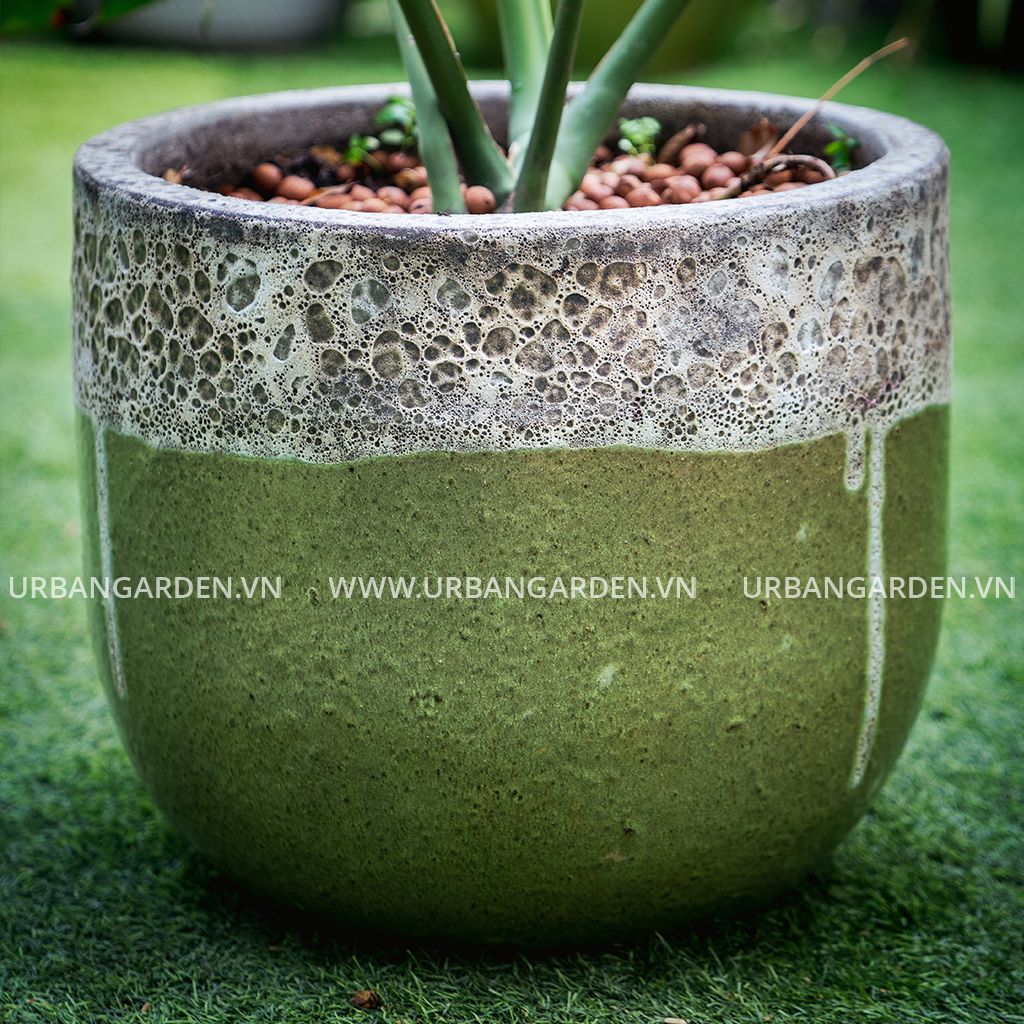  Chậu Cây Gốm Scoria - Xanh 