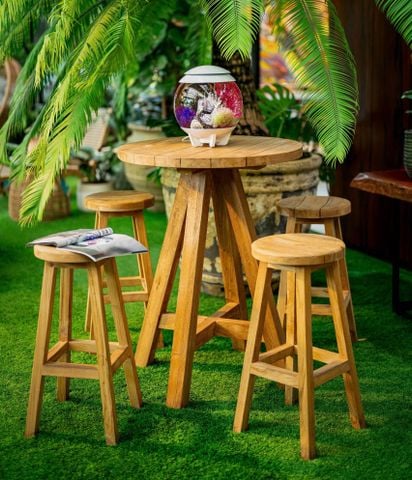 Bàn Bar Tròn Gỗ Reclaimed Teak Amazon