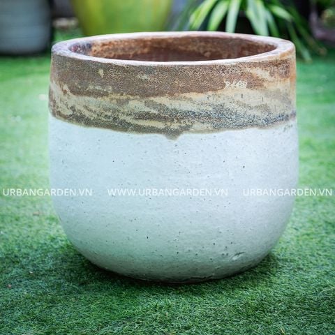 Chậu Cây Gốm Scoria - Trắng