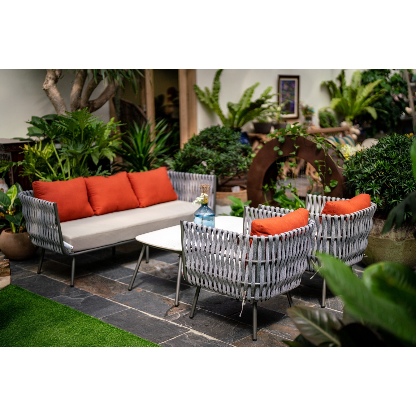  Bộ Sofa ngoài trời QUEENIE - Xám Trắng 