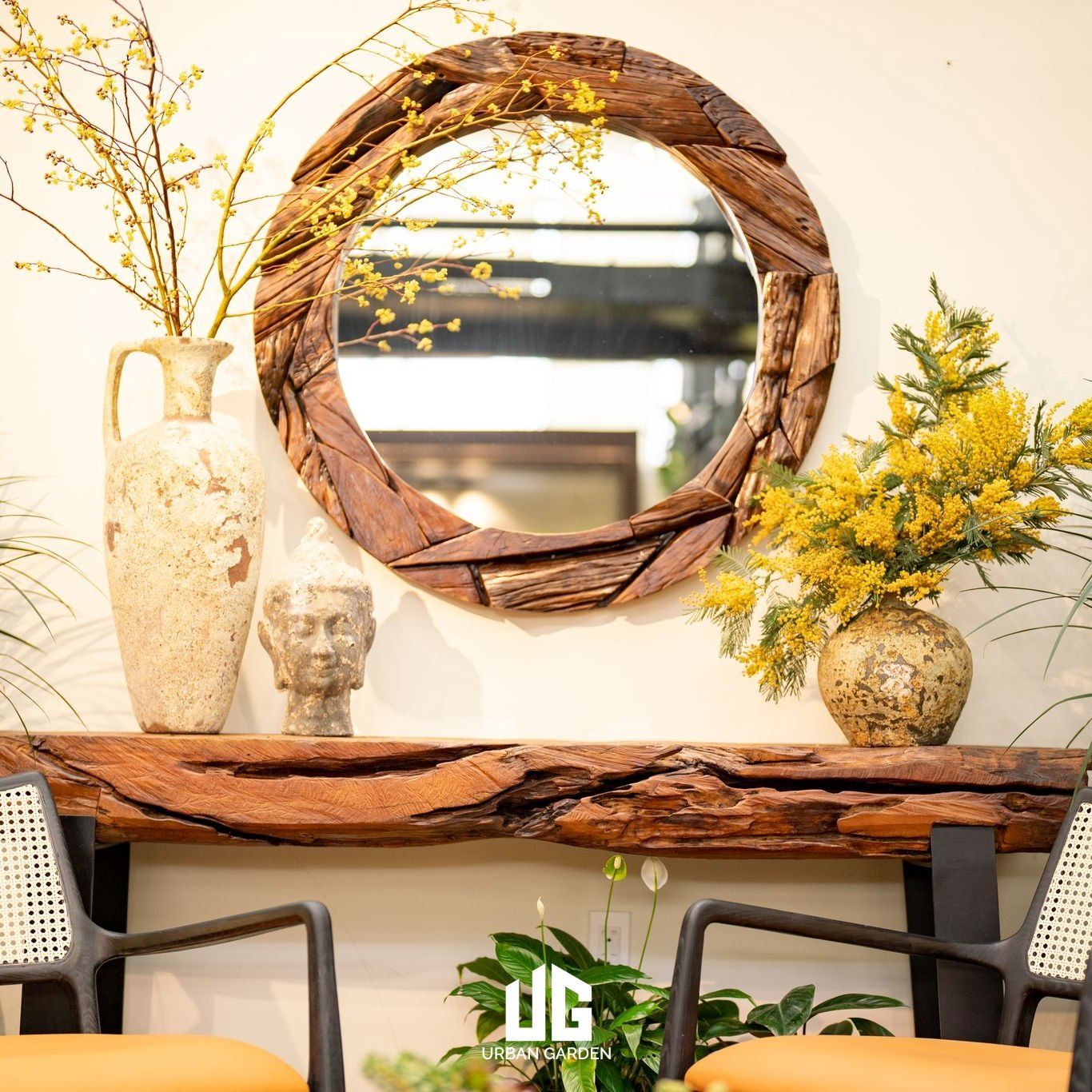  Gương tròn Gỗ Lũa Reborn Wood Driftwood Jungle 24AX3 D1M -  Walnut 