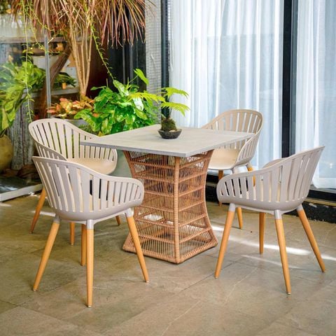 Bàn Ăn Vuông Xi măng Moso