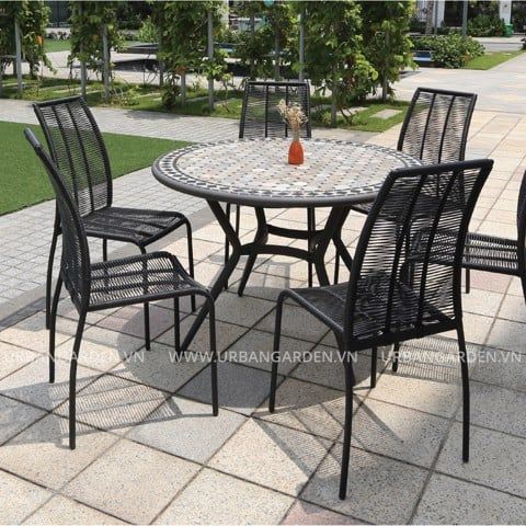  Bộ bàn ghế ngoài trời tròn Bazaar - Aqua đen 