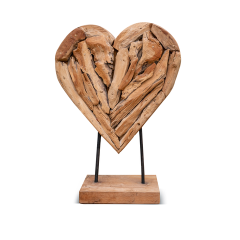 Tượng Trái Tim Gỗ Reclaimed Teak