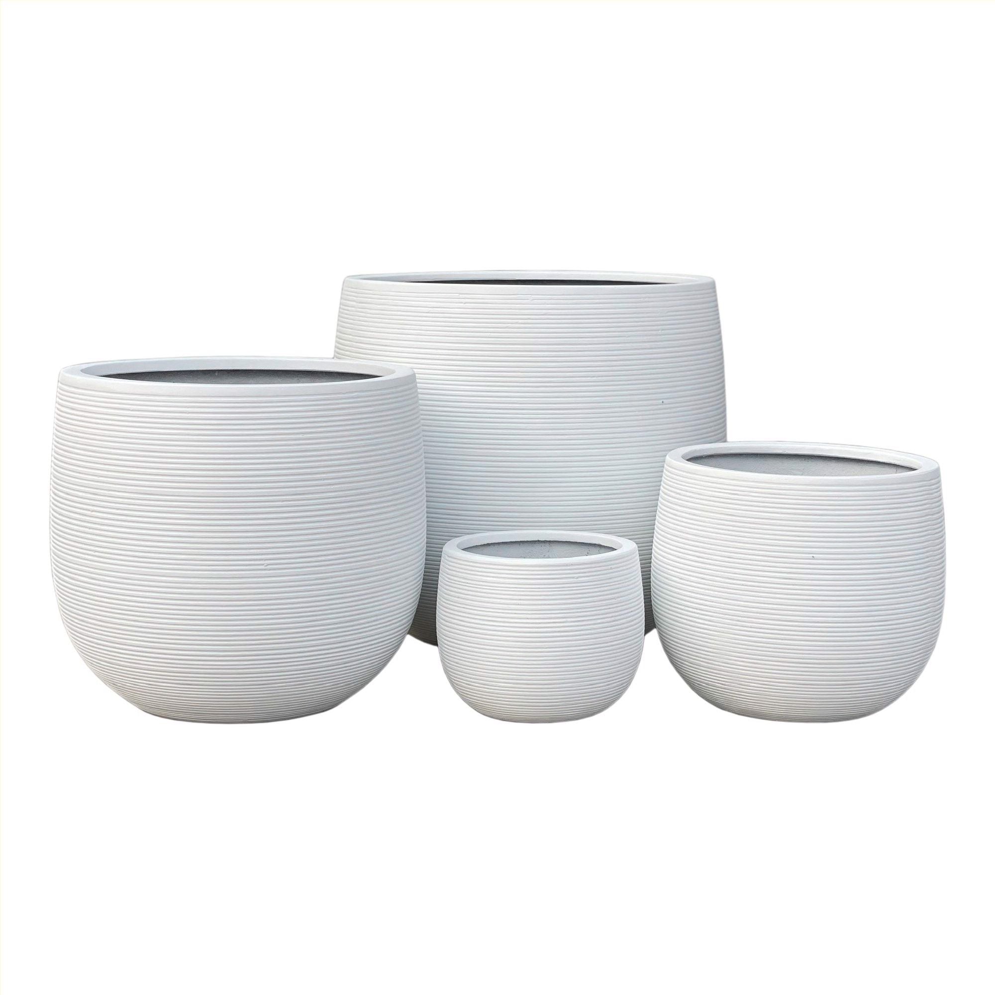  Bộ Chậu Cây Xi măng Polycement Ceylon - Trắng 