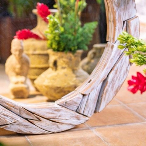 Gương tròn Gỗ Lũa Reborn Wood Driftwood Jungle 24AX3 D1M -  White Wash