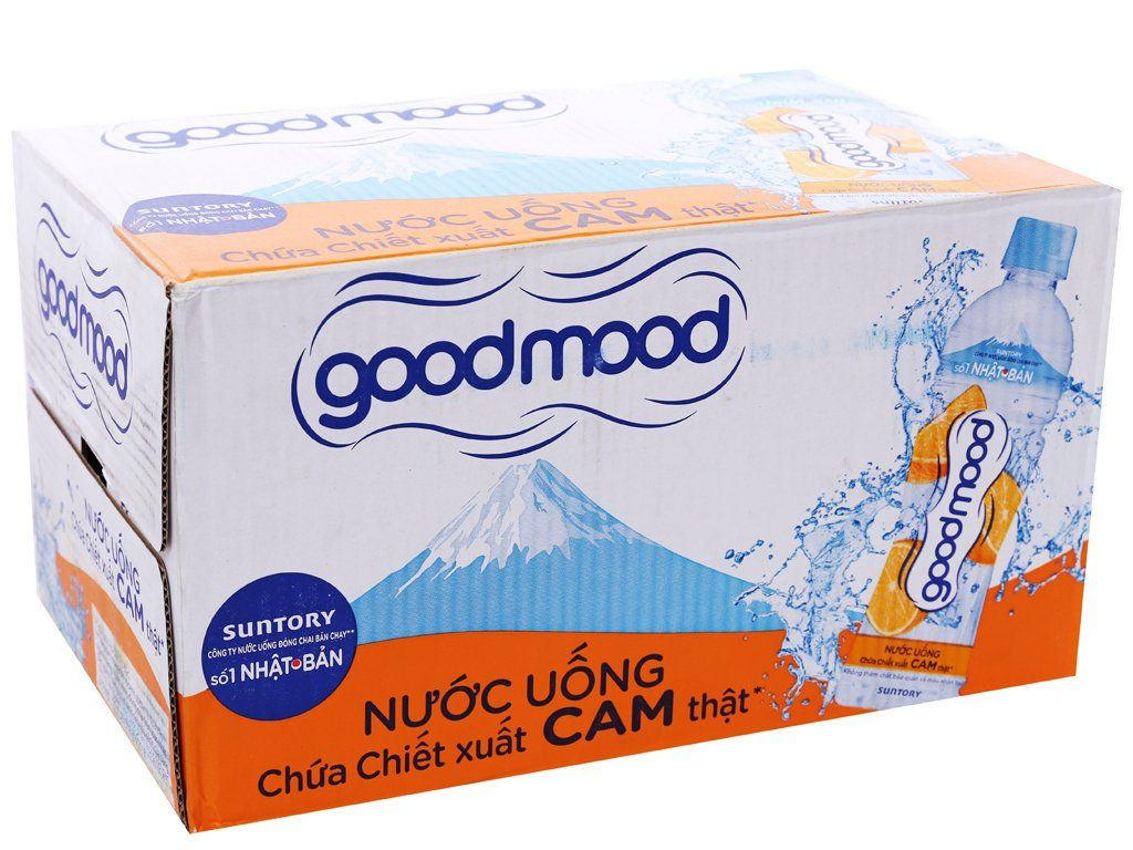  Thùng 24 chai nước uống Good Mood vị cam 455ml 