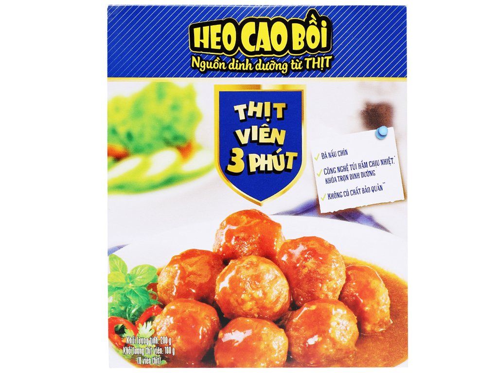  Thịt heo viên 3 phút Heo Cao Bồi Masan hộp 200g 