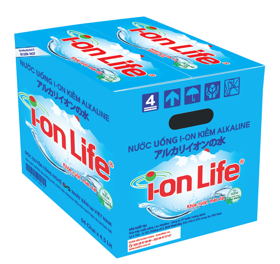  Thùng 4 chai nước uống i-on kiềm Akaline I-on Life 4.5 lít 