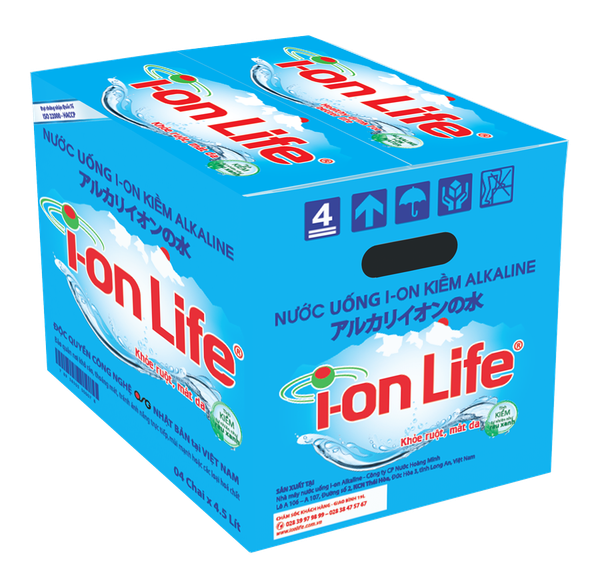  Thùng 4 chai nước uống i-on kiềm Akaline I-on Life 4.5 lít 