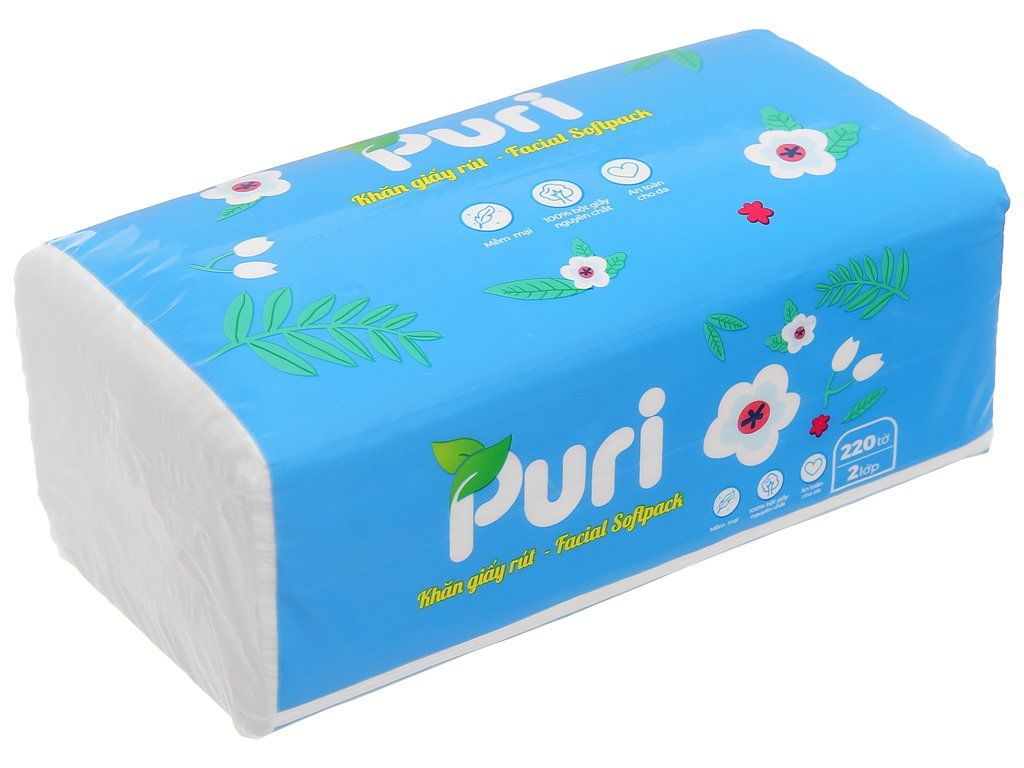  Khăn giấy rút Puri 2 lớp gói 220 tờ 