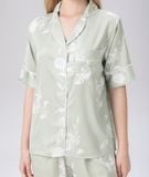  [LUXURY] Pijama Lụa In Hoa Trắng 