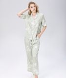  [LUXURY] Pijama Lụa In Hoa Trắng 