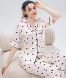  [LUXURY] Pijama Lụa In Trái Tim Nhỏ 