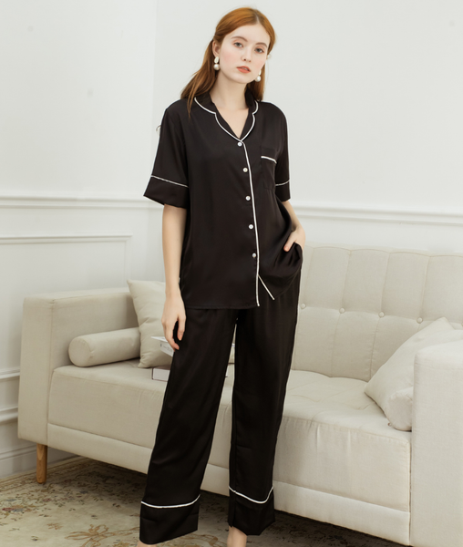 Combo Pijama Lụa Quần Dài Xanh, Xám, Đen