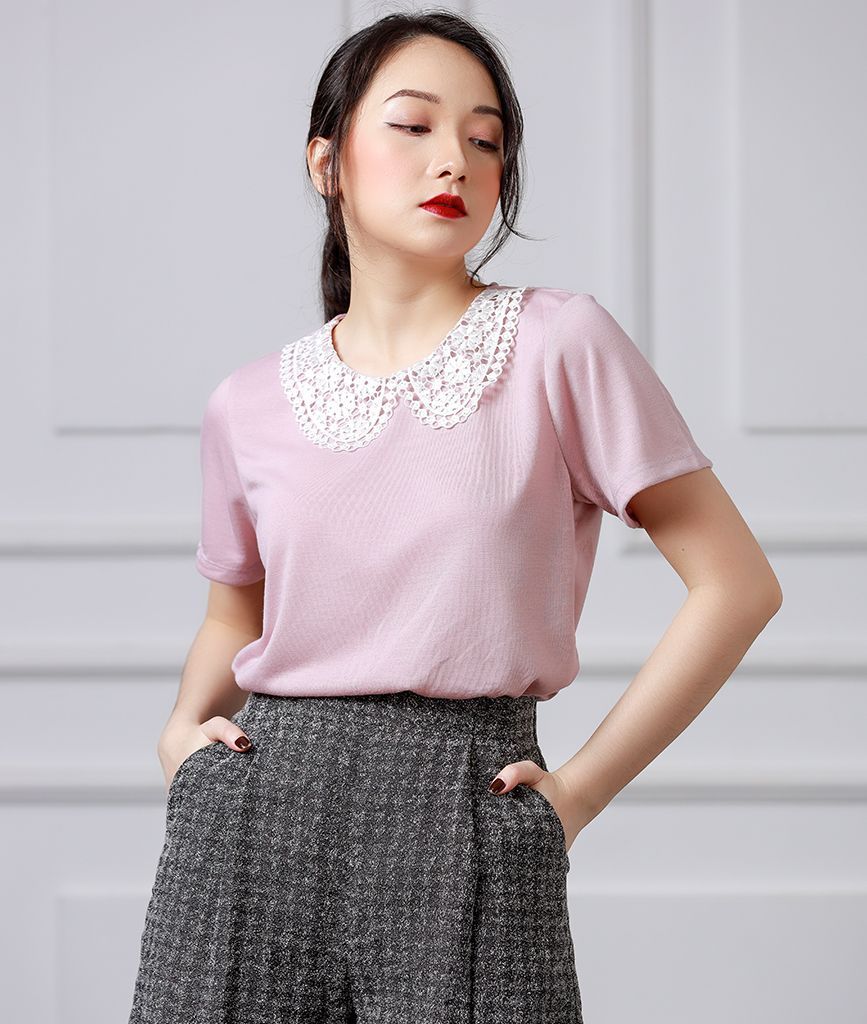  Áo thun cổ ren 