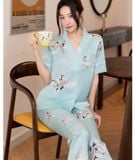  [LUXURY] Pijama Lụa In Chim Hạc 