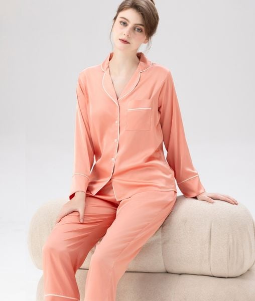 PJ Lụa Tay Dài Cam Đào