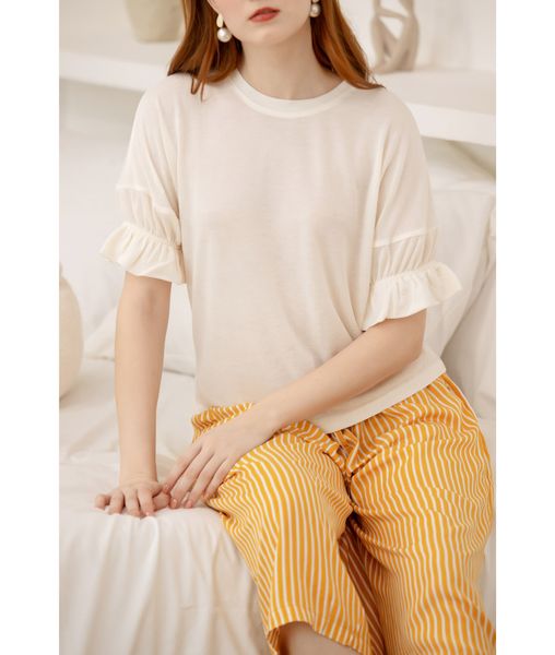 Áo thun cổ tròn tay nhúng Lia