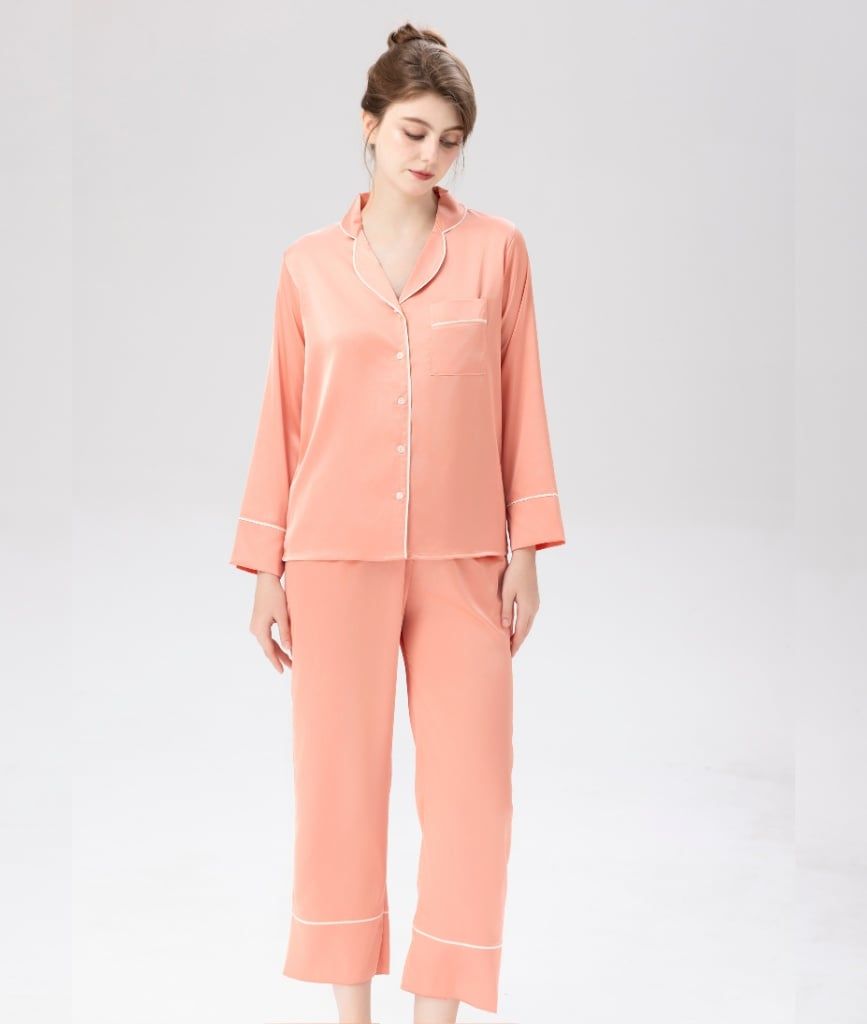  PJ Lụa Tay Dài Cam Đào 