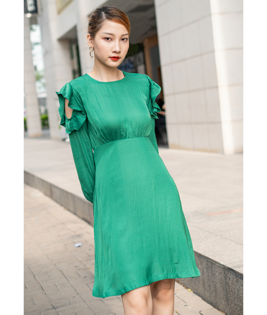  Đầm Xòe Tay Dài Khoét Tay Kimie 