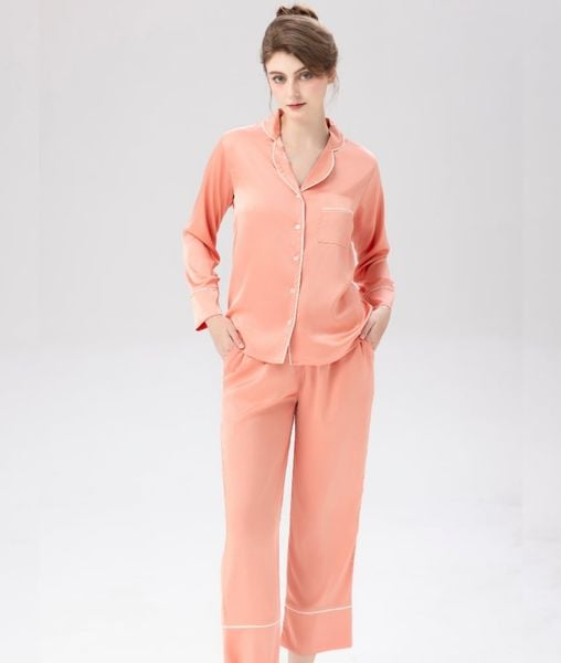 PJ Lụa Tay Dài Cam Đào