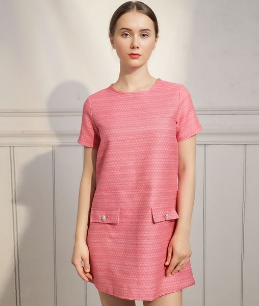 Đầm suông cổ tròn nữ Yulli tay ngắn