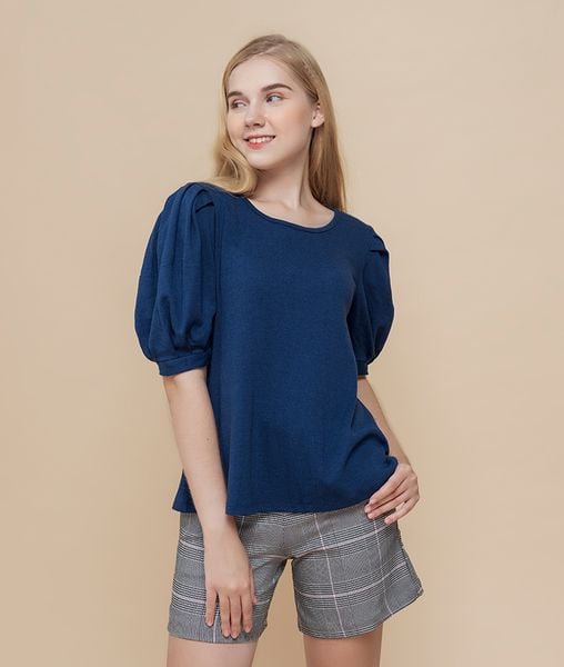 Áo kiểu nữ Soha top Blue cổ tròn