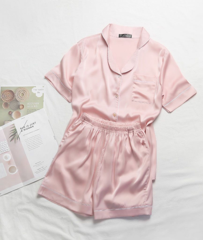  Pijama Ngắn  Lụa Hồng 