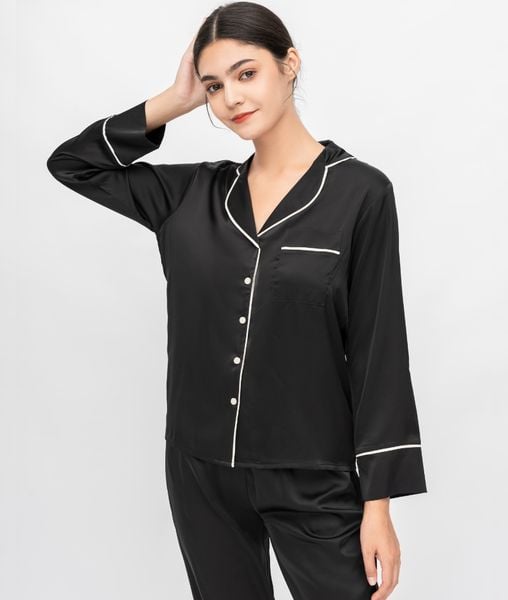 PJ Lụa Tay Dài Đen
