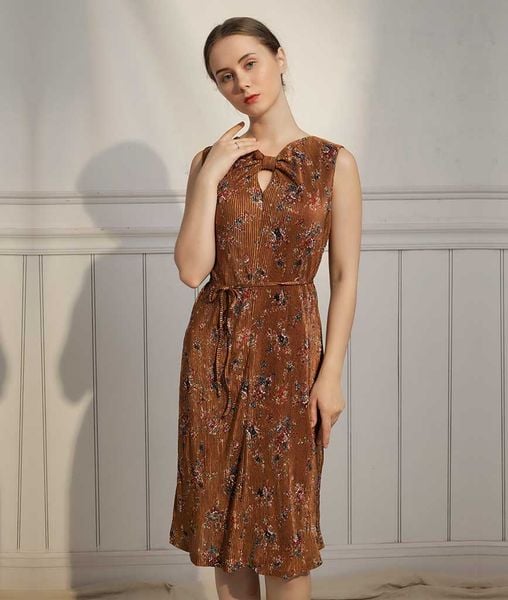 Đầm suông không tay cổ nơ Xixi