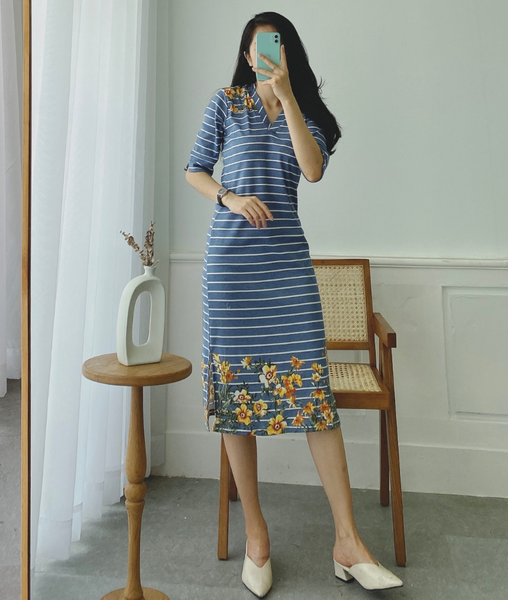 Đầm Thun Midi Cổ Trụ Adie