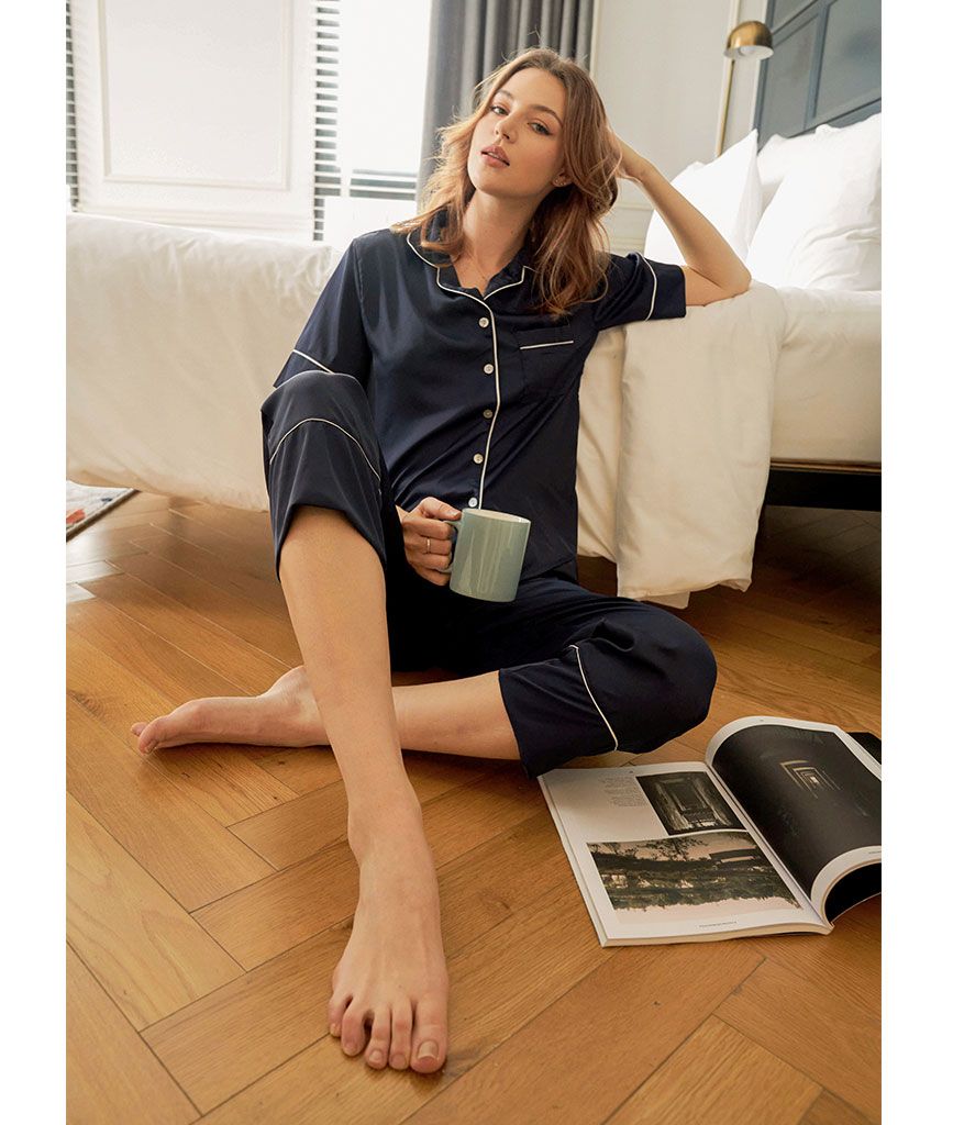  Pyjama Lụa Xanh Đen 