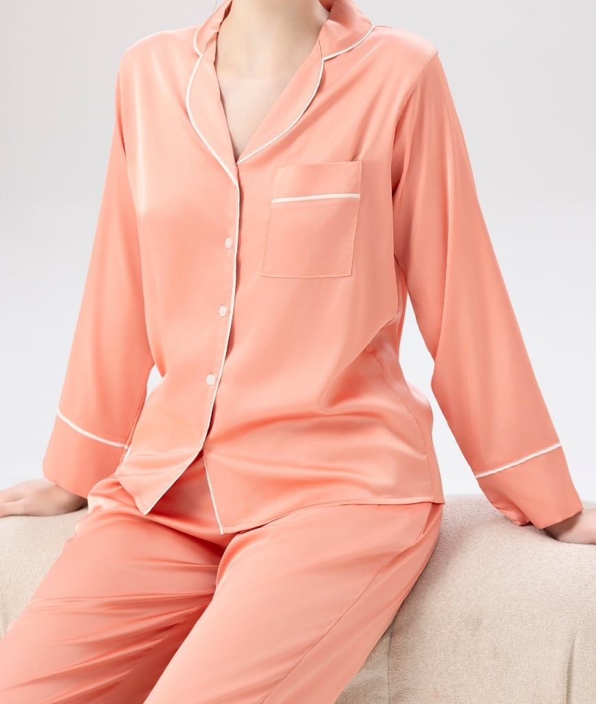  PJ Lụa Tay Dài Cam Đào 