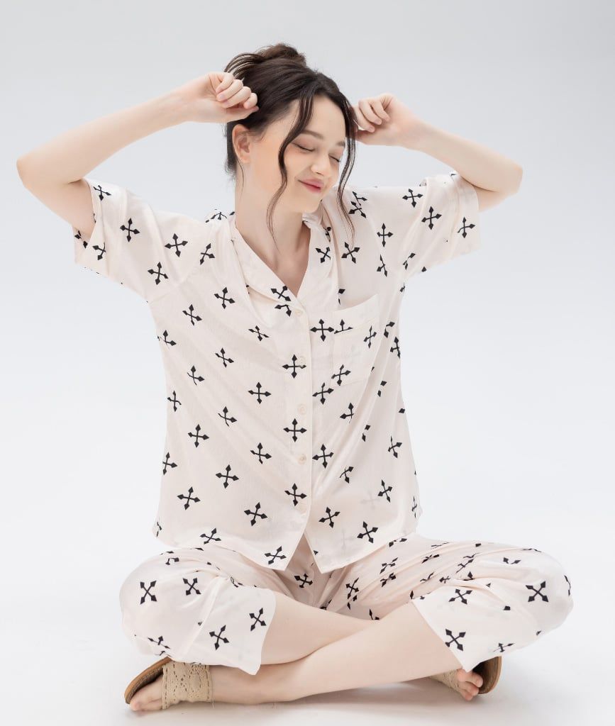  [LUXURY] Pijama Lụa In Hoạ Tiết 