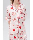  [LUXURY] Pijama Lụa In Hoạ Tiết Tim Đỏ 