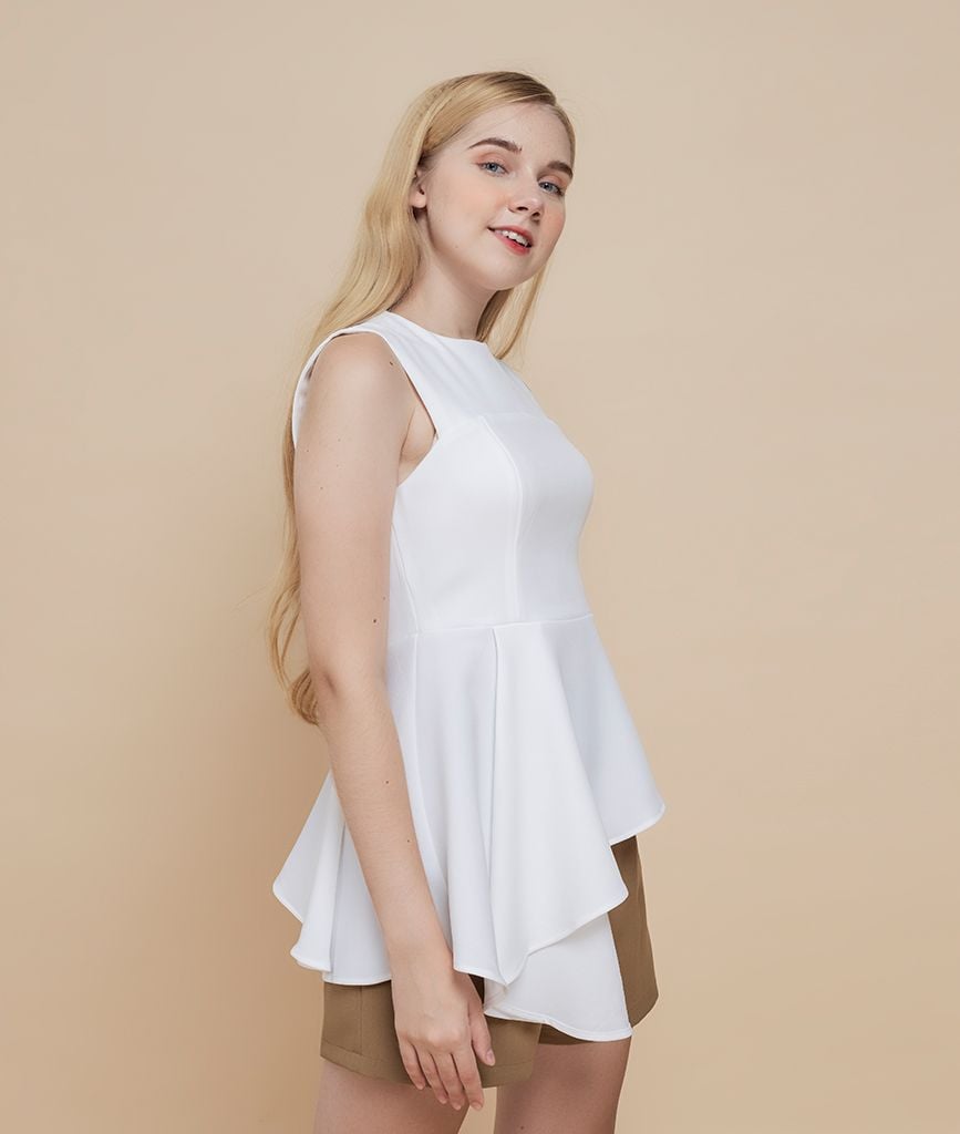  Áo kiểu nữ Mimi top vạt lệch cổ tròn 