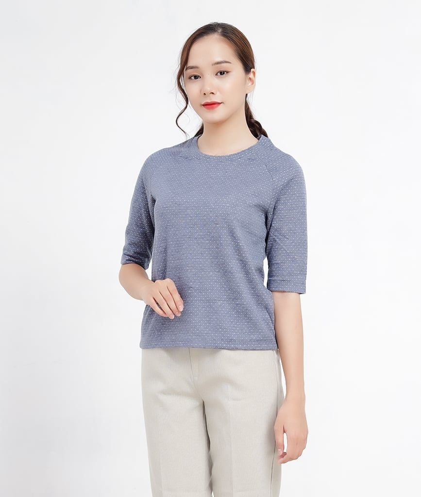  Áo thun cổ tròn nữ  Raglan tee tay lở 