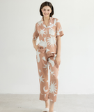  [LUXURY] Pijama Lụa Cao Cấp Hoạ Tiết Nâu 